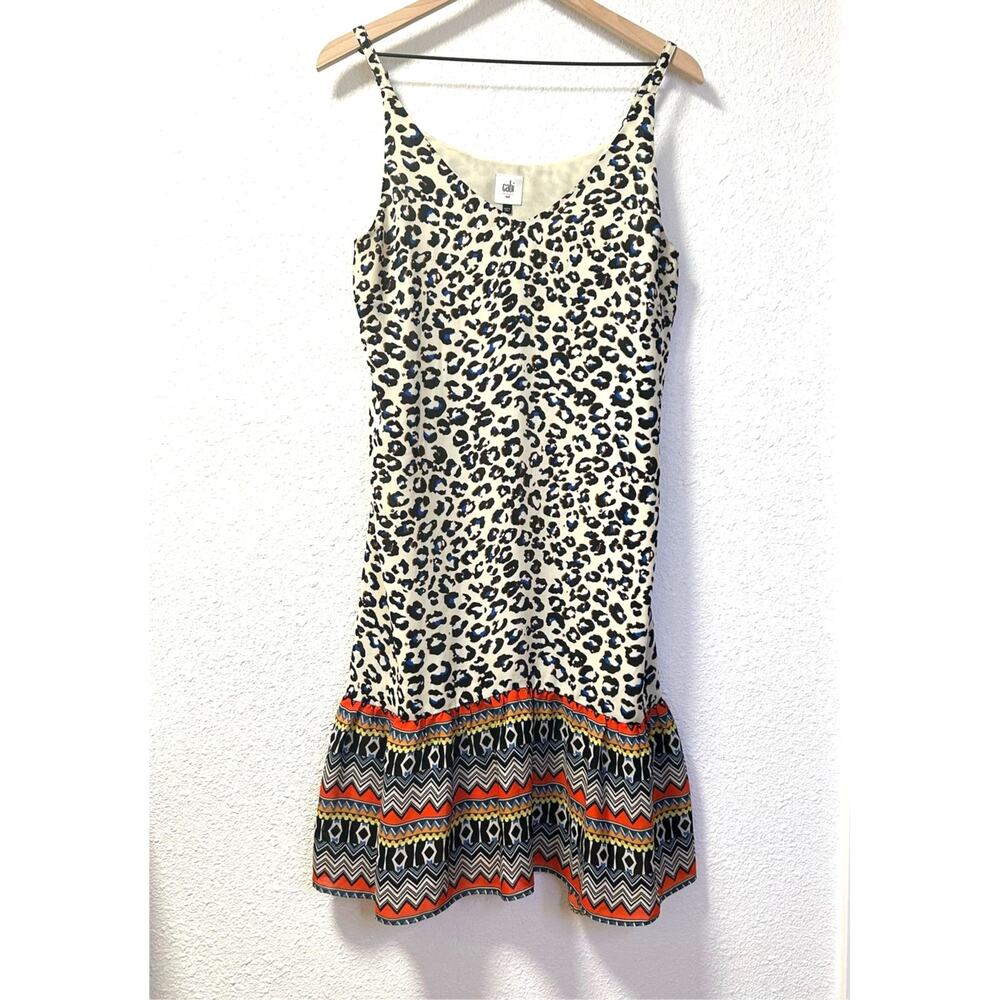 CAbi slip dress, patchwork, a line, safari, leopard, cheetah print